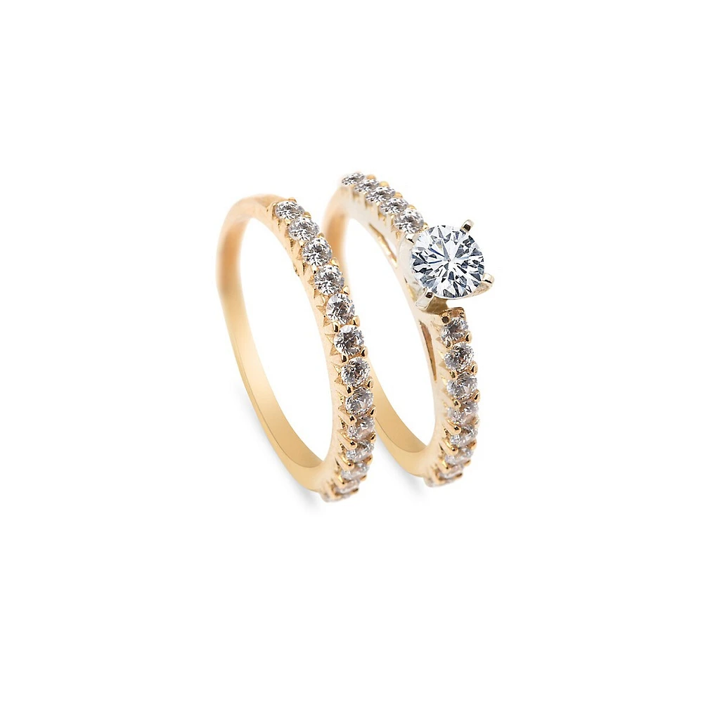 2-Piece 10K Gold Cubic Zirconia Bridal Ring Set