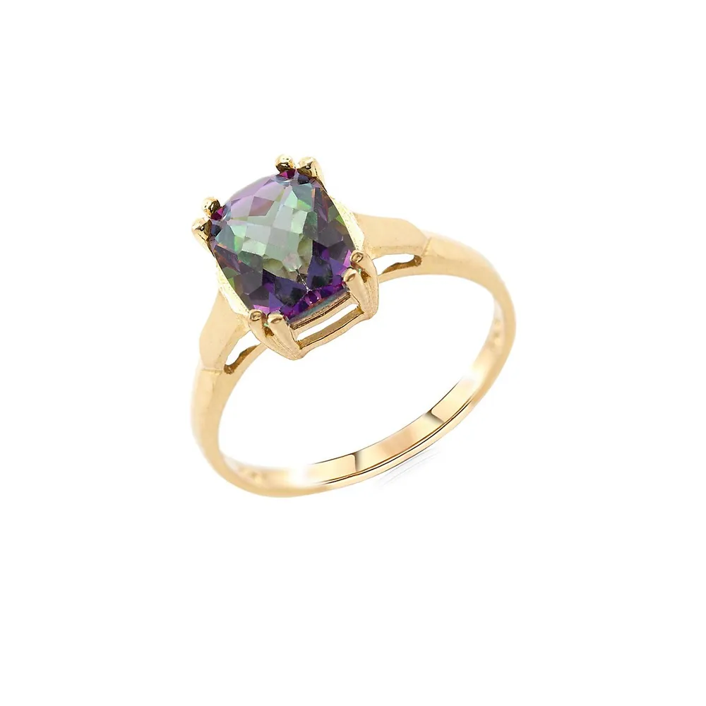 Asscher Cut Mercury Mystic Topaz Ring In 925 Sterling Silver Engagement  Wedding Jewelry Gift - AliExpress