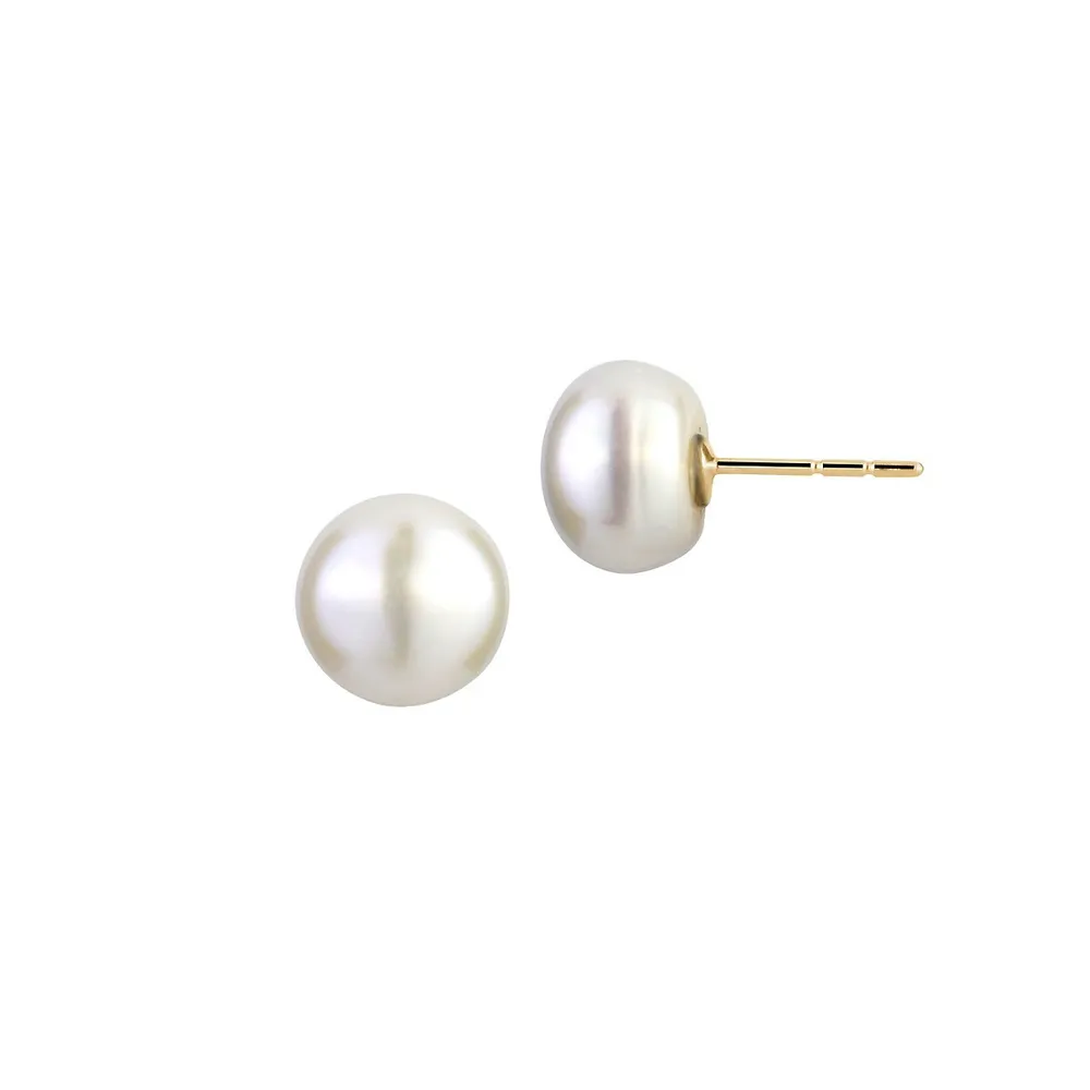 Limoges 10K Yellow Gold & 8MM Freshwater Pearl Stud Earrings