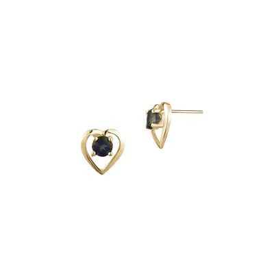 10K Yellow Gold & Mystic Topaz Open-Heart Stud Earrings