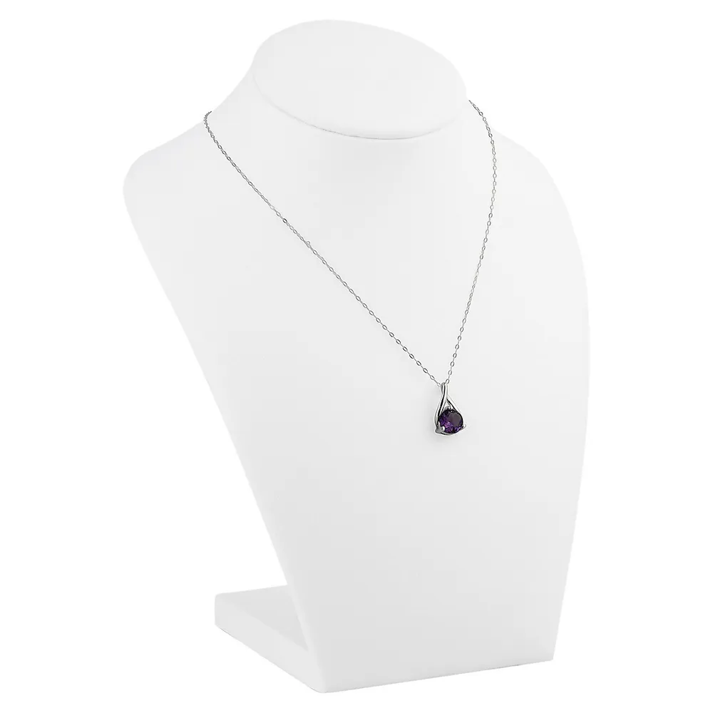 10K White Gold & Amethyst Pendant Necklace