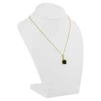 10K Yellow Gold, Square Smokey Topaz & 0.03 CT. T.W. Pendant Necklace