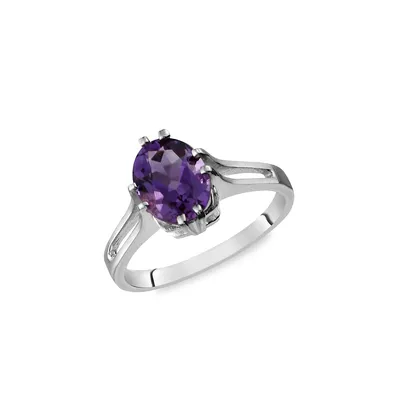 10K White Gold & Amethyst Ring