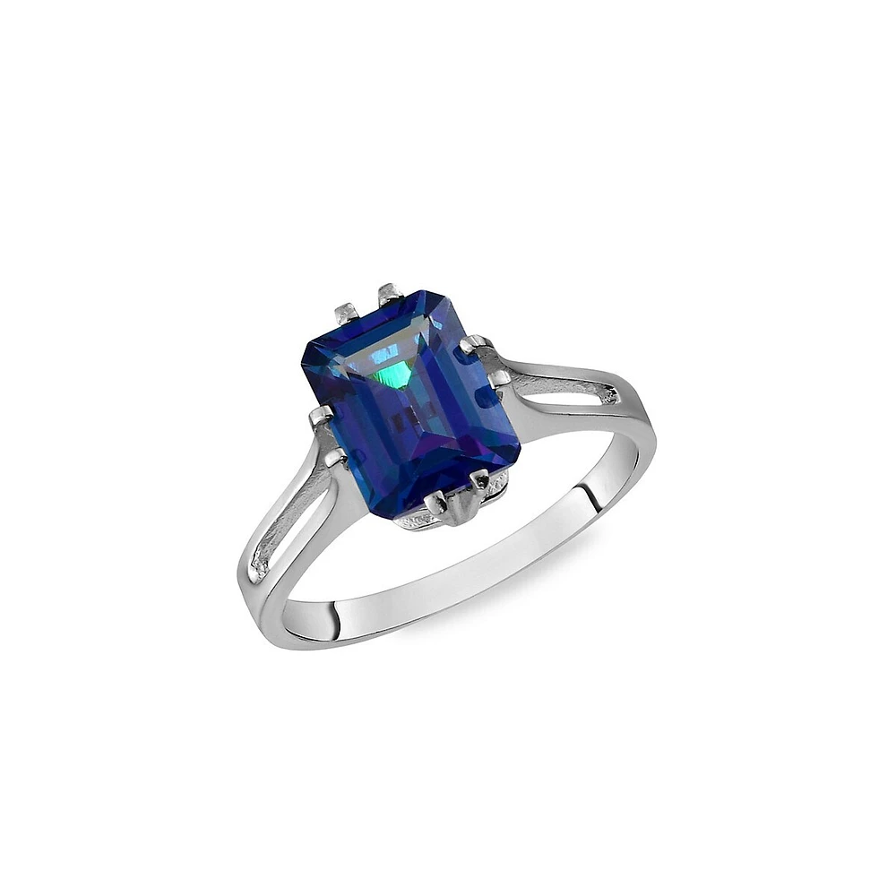 10K White Gold Genuine Ocean Mist Topaz Ring