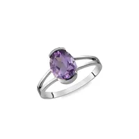 10K White Gold Genuine Amethyst Ring