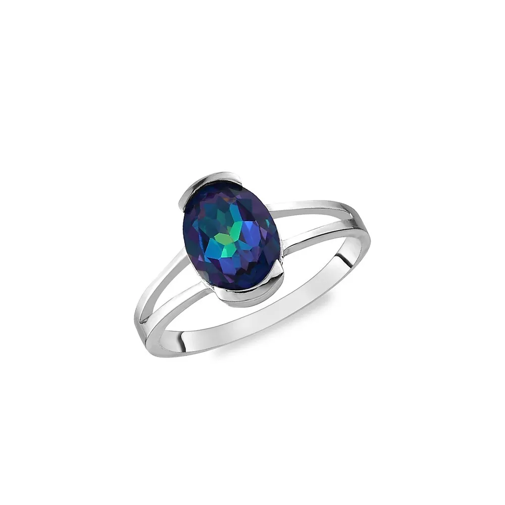Simple Oval Cut Mystic Topaz Engagement Ring | LUO