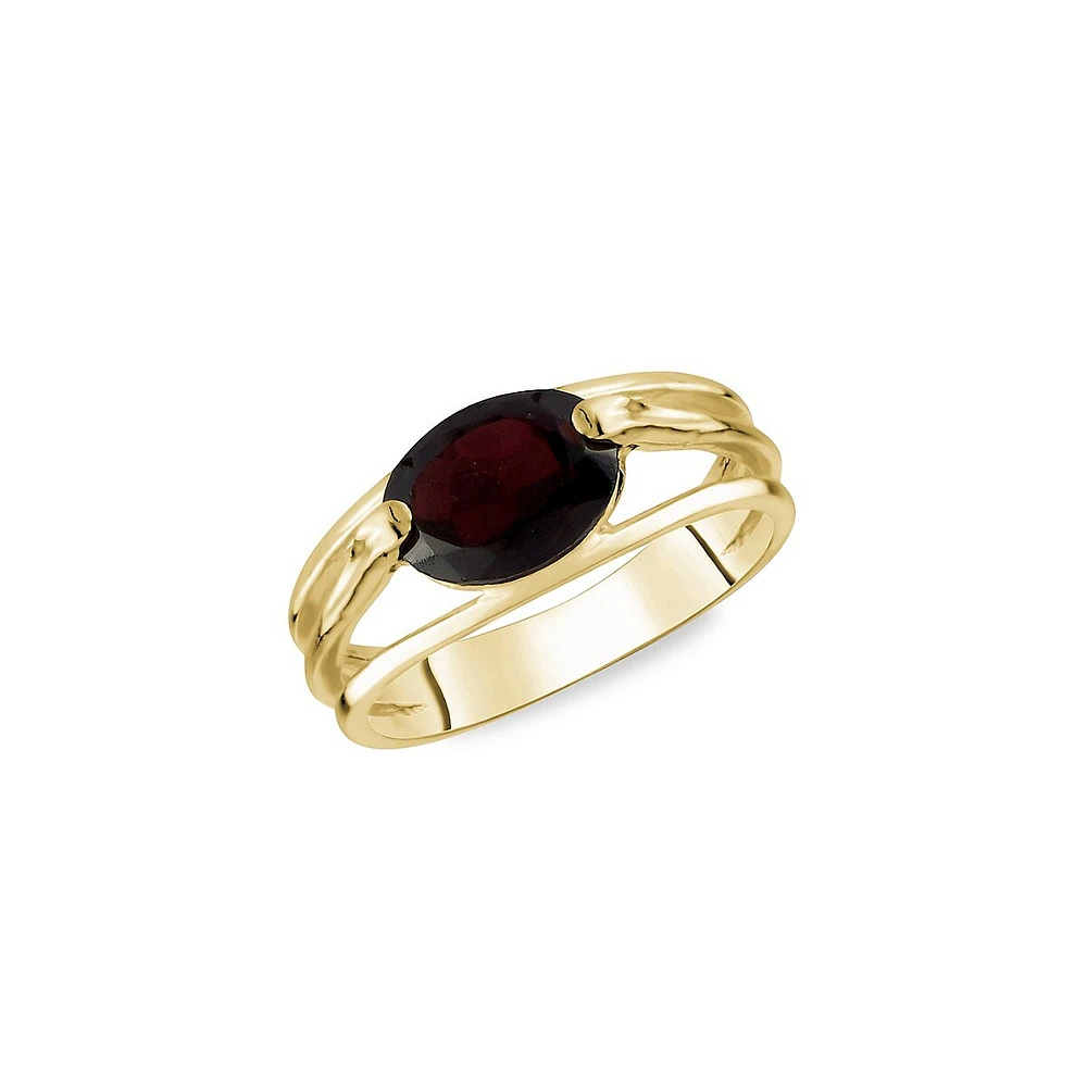 10K Yellow Gold & Genuine Garnet Ring