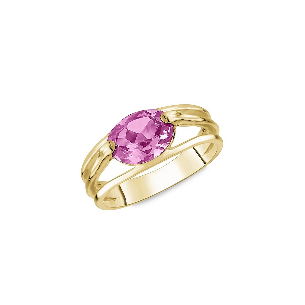 10K Yellow Gold & Pink Topaz Ring