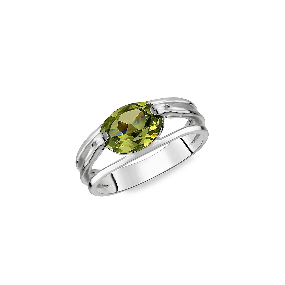 10K White Gold & Peridot Ring