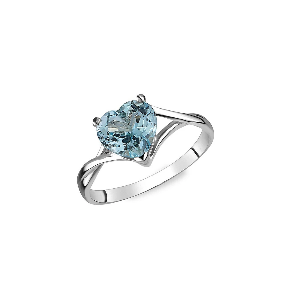 10K White Gold Genuine Topaz Ring