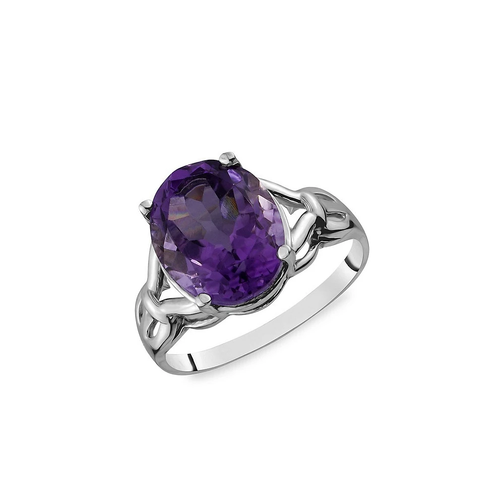 Orafina 10K White Gold & Genuine Amethyst Ring