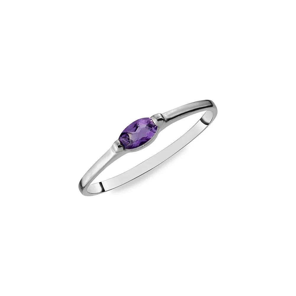 10K White Gold & Marquis Amethyst Ring