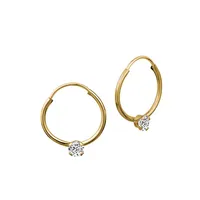 10K Yellow Gold & Cubic Zirconia Endless Hoop Earrings