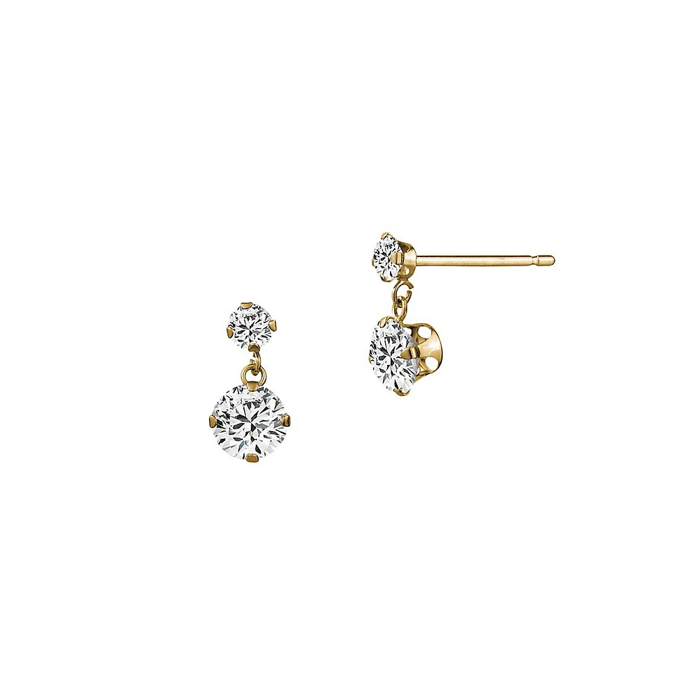 10K Yellow Gold & Cubic Zirconia Drop Earrings