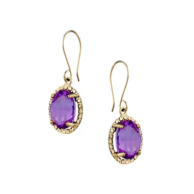 10K Yellow Gold and Amethyst Drop Earrings