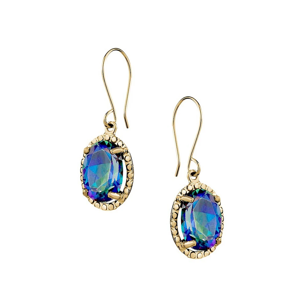 10K Yellow Gold and Ocean Mist Drop Earrings