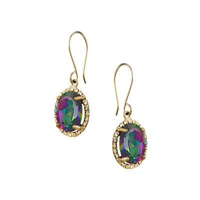 10K Yellow Gold and Mystic Topaz Drop Earrings