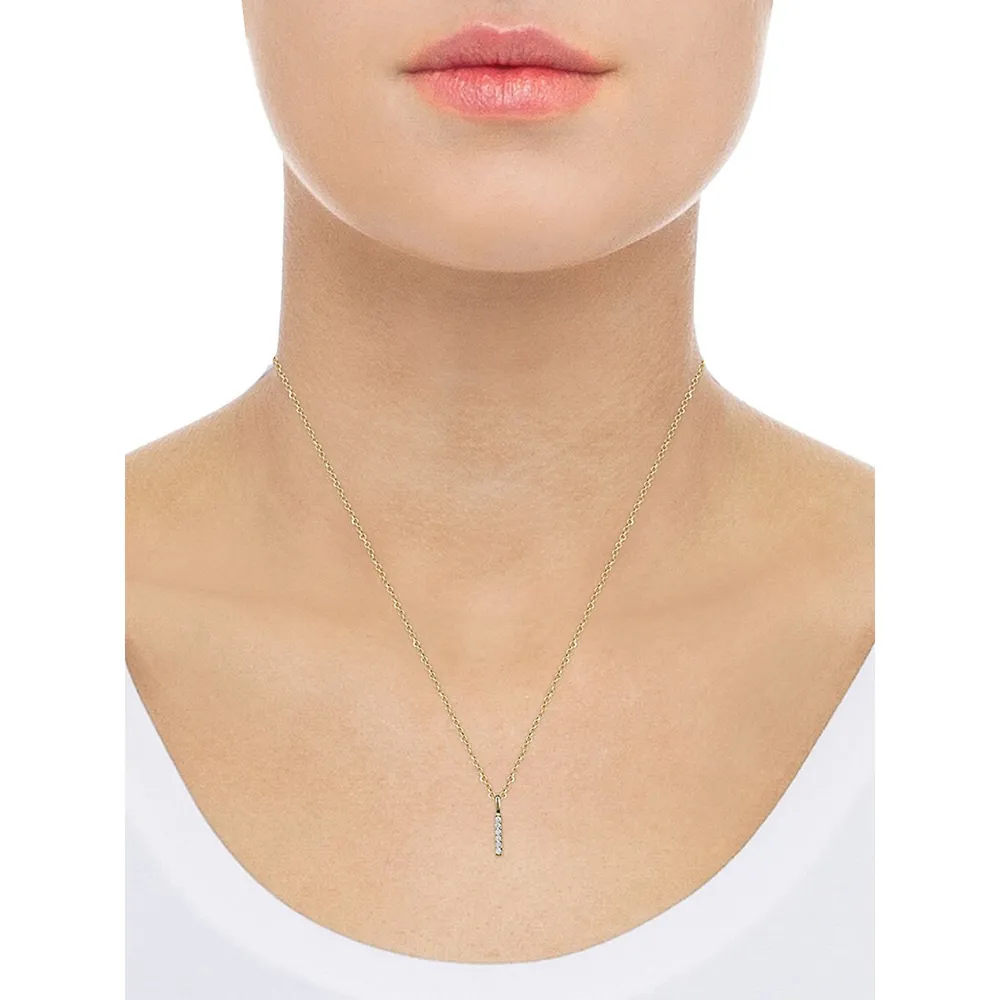 10K Yellow Gold & Cubic Zirconia Bar Pendant Necklace