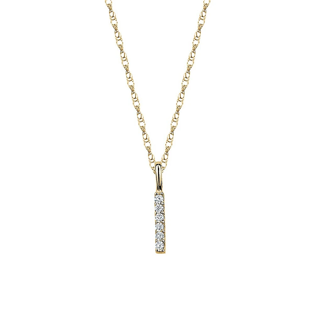 10K Yellow Gold & Cubic Zirconia Bar Pendant Necklace