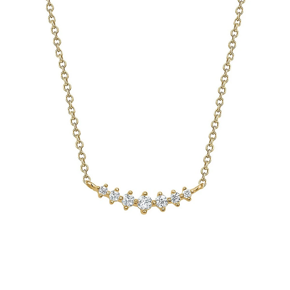 10K Yellow Gold & Cubic Zirconia Bar Pendant Necklace