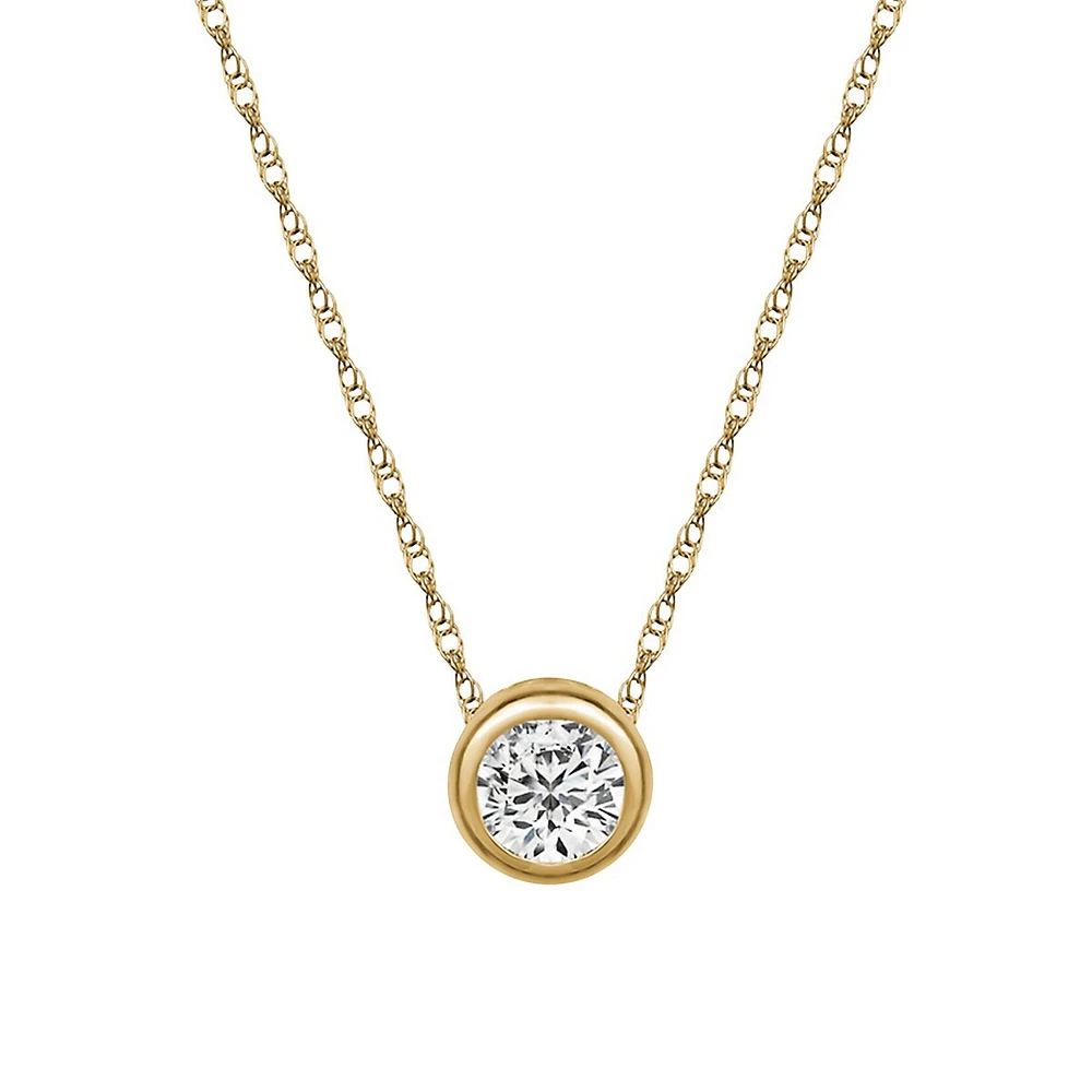 10K Yellow Gold & Bezel-Set Cubic Zirconia Pendant Necklace