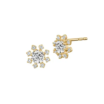10K Yellow Gold & Cubic Zirconia Floral Cluster Stud Earrings