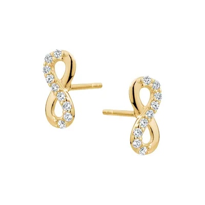 10K Yellow Gold & Cubic Zirconia Infinity Stud Earrings