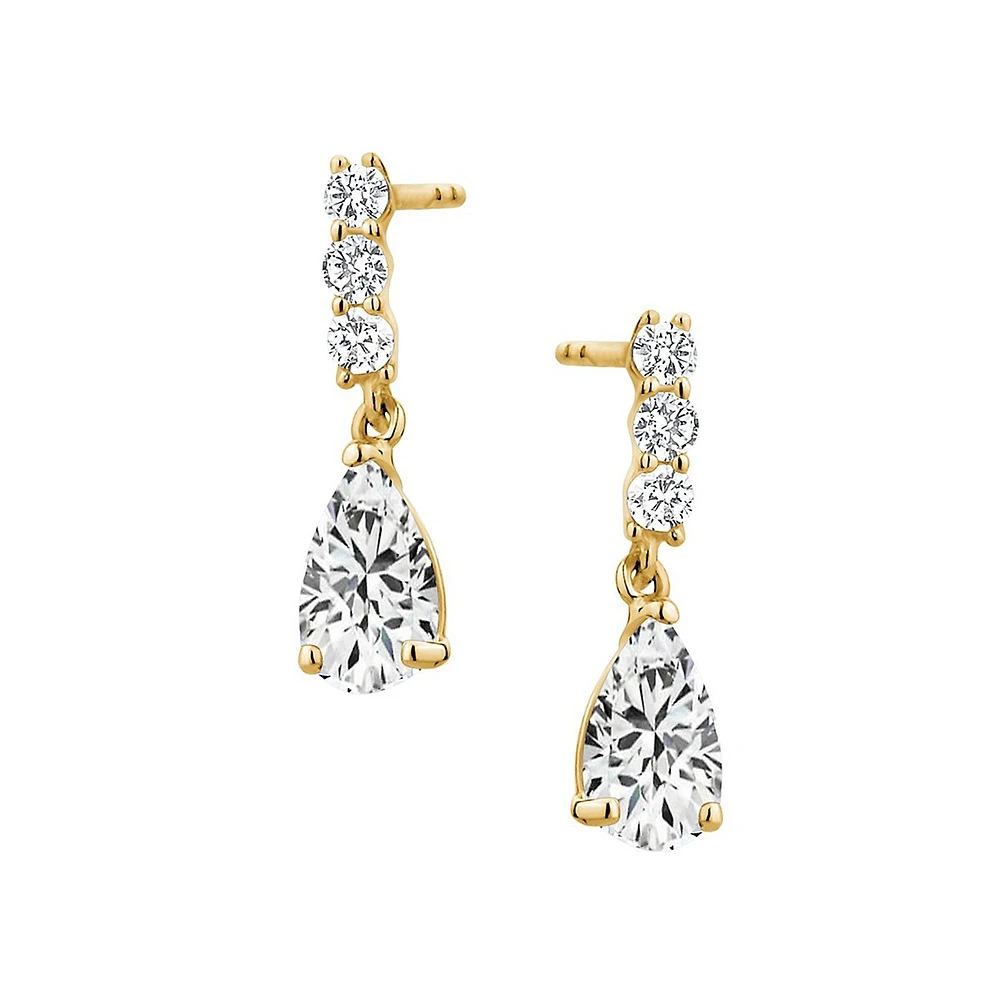 10K Yellow Gold & Cubic Zirconia Drop Earrings