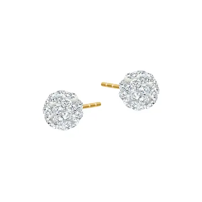 10K Yellow Gold & Cubic Zirconia Crystal Ball Stud Earrings