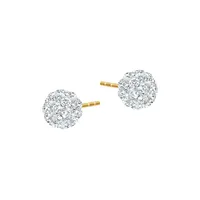 10K Yellow Gold & Cubic Zirconia Crystal Ball Stud Earrings