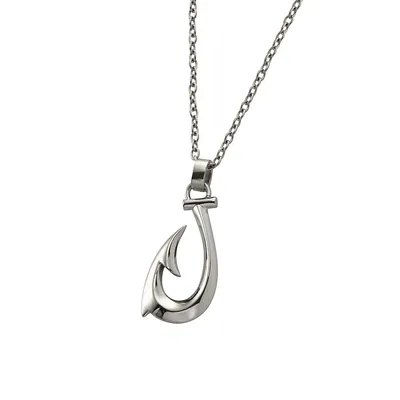 Stainless Steel Fish Hook Pendant & Curb Chain