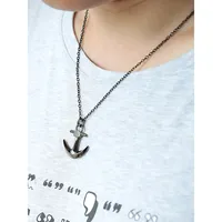 Stingray Stainless Steel Anchor Pendant Bead Chain Necklace