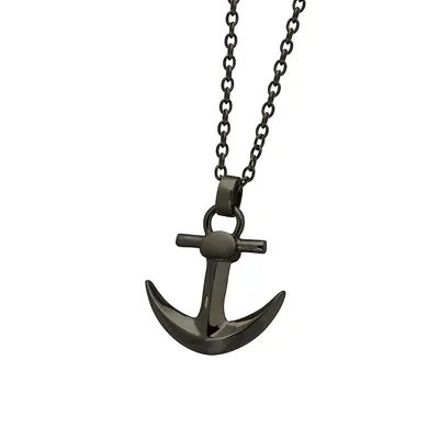 Stingray Stainless Steel Anchor Pendant Bead Chain Necklace