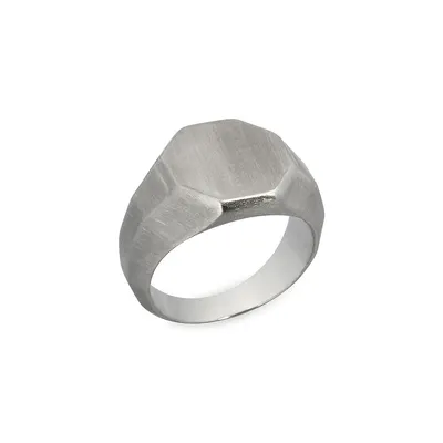 Men's Brushed Stainless Steel Signet Ring