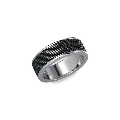 Men's Two-Tone Stainless Steel Mesh Ring