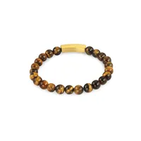 Men's Stainless Steel & Beaded Tiger Eye Bracelet