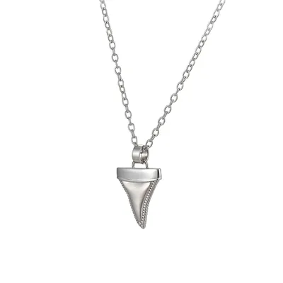 Men's Stainless Steel Shark Tooth Pendant Necklace