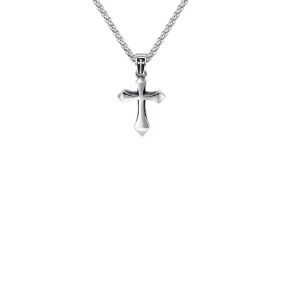 Collier à pendentif en forme de petite croix en acier inoxydable pour homme