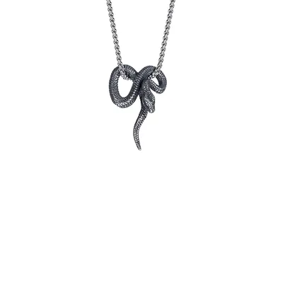 Men's Stainless Steel Snake Pendant Necklace