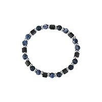 Men's Stainless Steel & Bead Stretch Bracelet