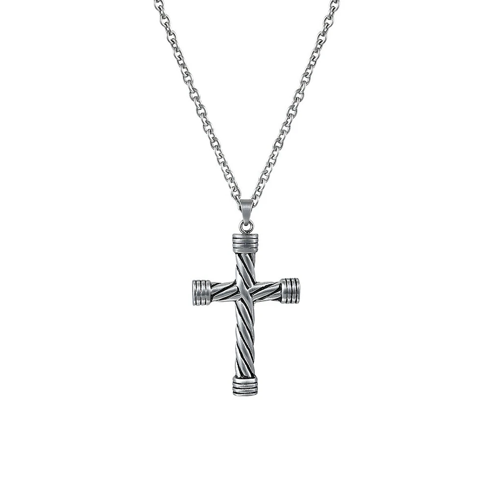 Men's Stainless Steel Rope Cross Pendant Necklace