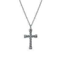 Men's Stainless Steel Rope Cross Pendant Necklace