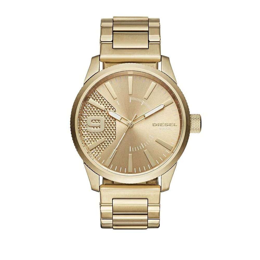 Analog Goldtone Textured Watch