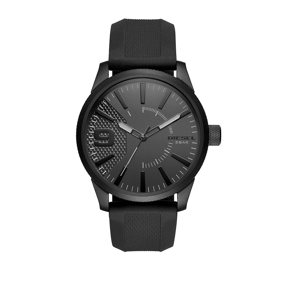 Montre analogique avec bracelet en silicone noir à placage ionique RASP NSBB