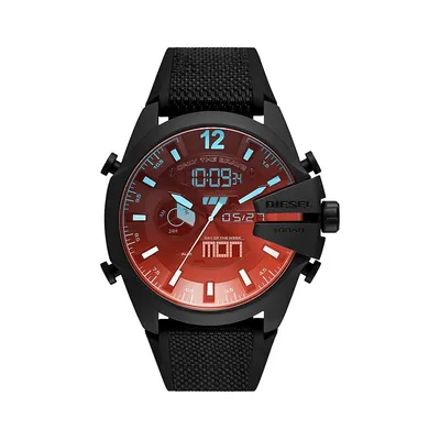 Mega Chief Analog-Digital Black Nylon & Silicone Strap Watch