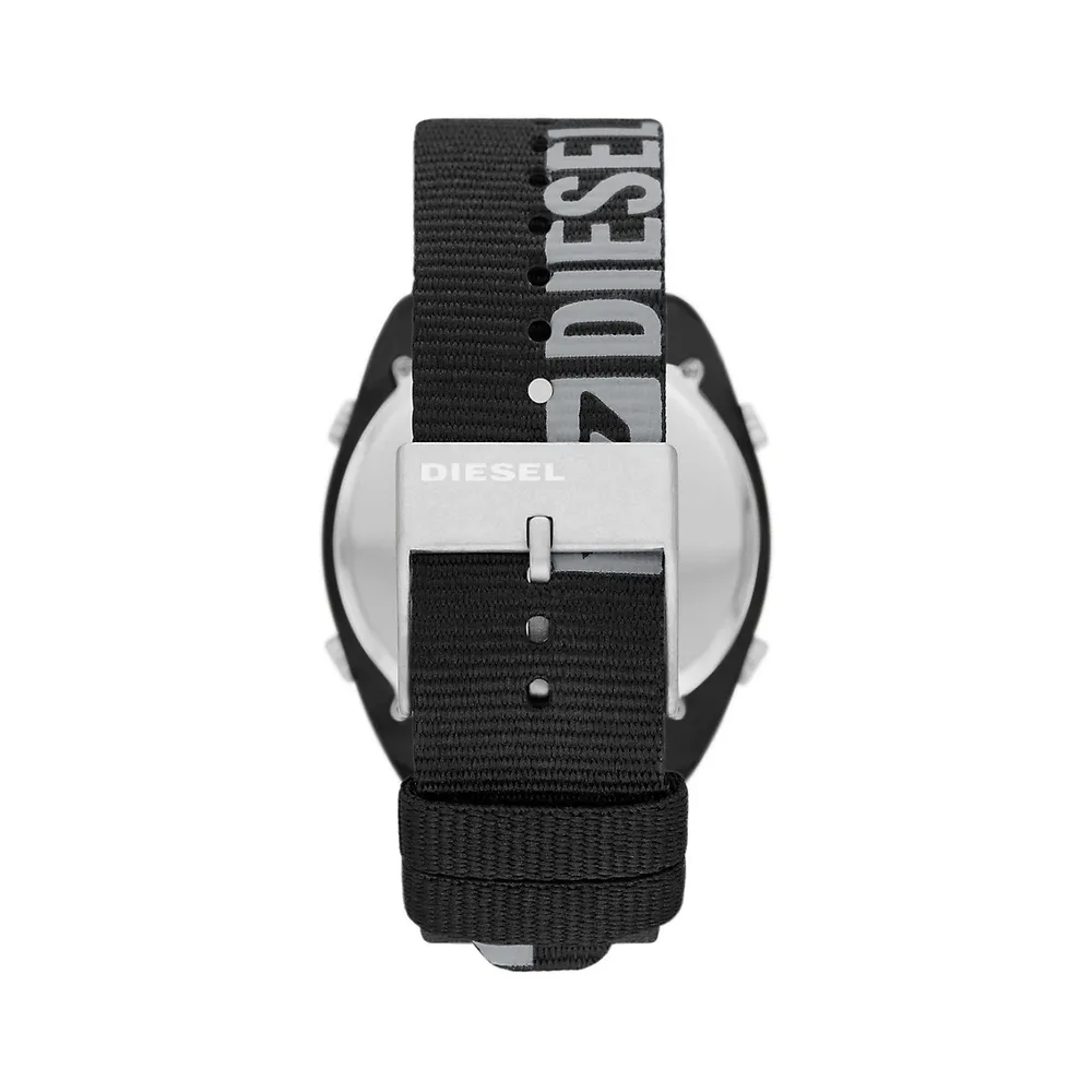 Crusher Stainless Steel, Fabric Upper & Leather Under Strap Digital Watch​ DZ1984