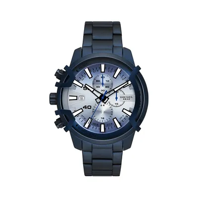 Montre chronographe à bracelet en acier inoxydable bleu griffé DZ4596