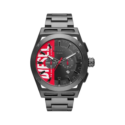 Montre-bracelet chronographe chronographe en acier inoxydable ton gris acier DZ4598