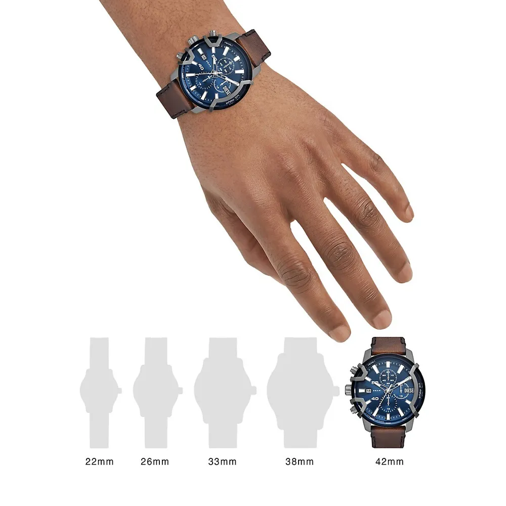 Diesel Montre brun la de chronographe Capitale bracelet en inoxydable avec DZ4604 Griffed Galeries cuir en acier 