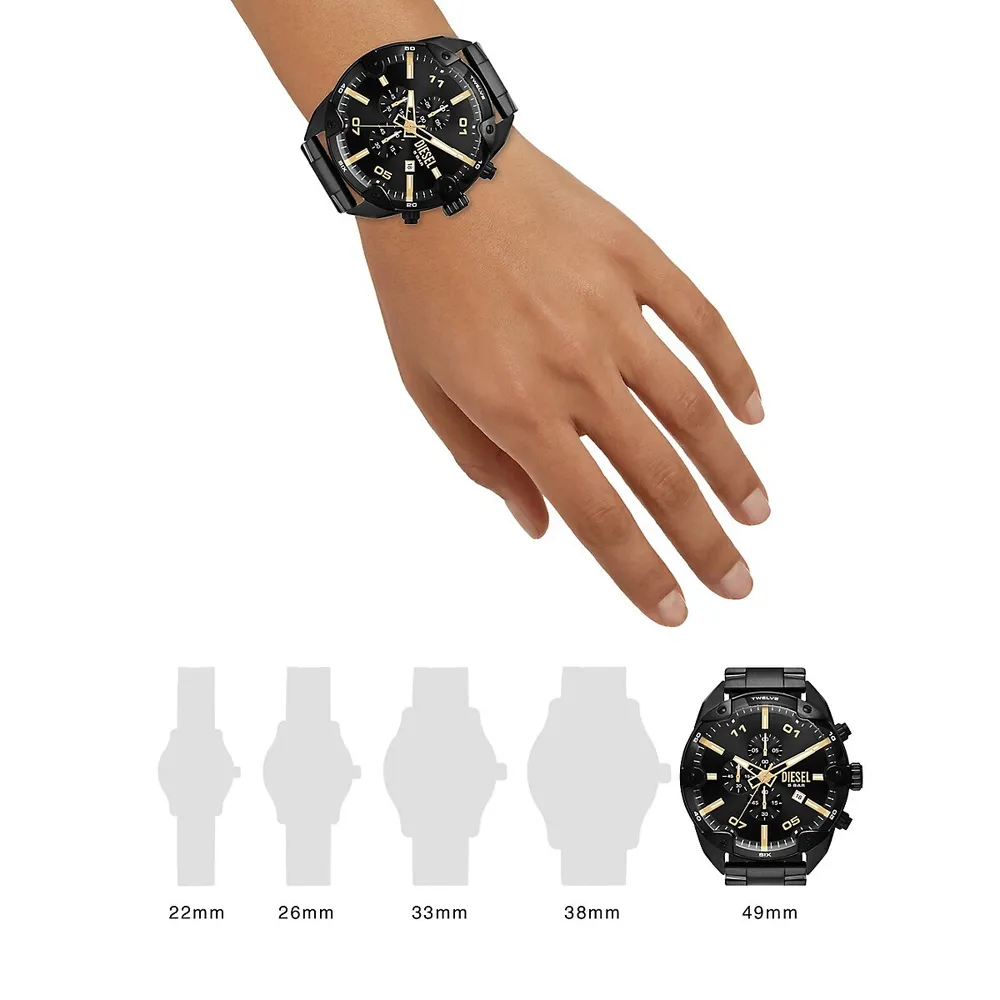 Diesel Spiked Black Stainless Steel Bracelet Chronograph Watch DZ4644 |  Coquitlam Centre | Quarzuhren